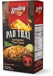 Smiley Thai Pad Thai kit with Rice Noodles & Sauce, 270g, Pack of 3 | Ready in 5 Minutes, Mild Spice Level, Includes Noodles & Sauce, Authentic Thai Taste, Easy 4-Step Recipe