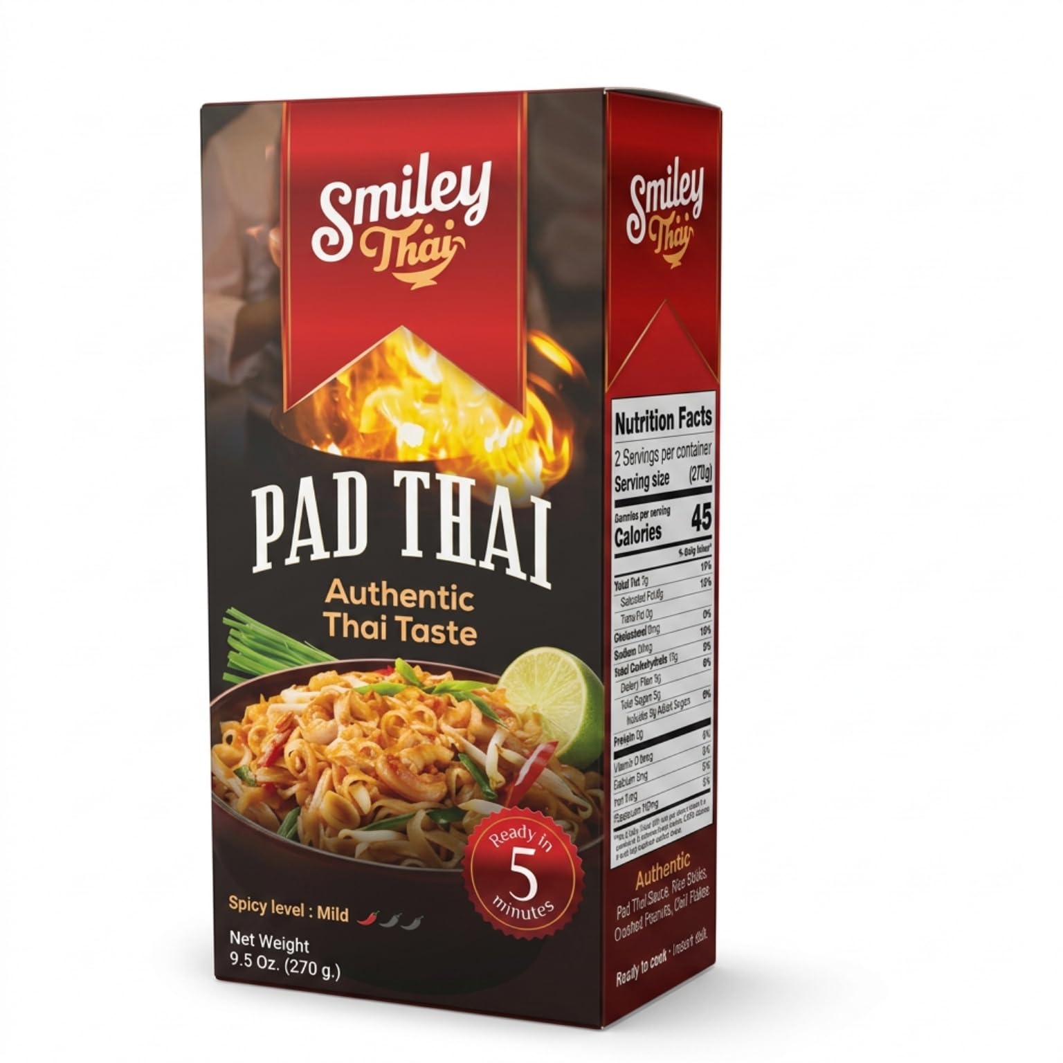 Smiley Thai Pad Thai kit with Rice Noodles & Sauce, 270g, Pack of 3 | Ready in 5
