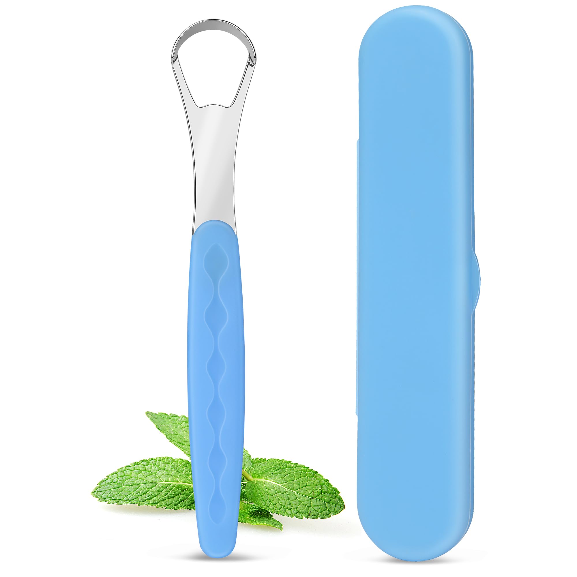 Milifox Tongue Scraper for Adults, Metal Tongue Scraper, Blue | Stainless Steel 