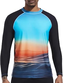 Men's Swim Shirts UPF 50+ Rash Guard Long Sleeve Sun Protection UV Shirt