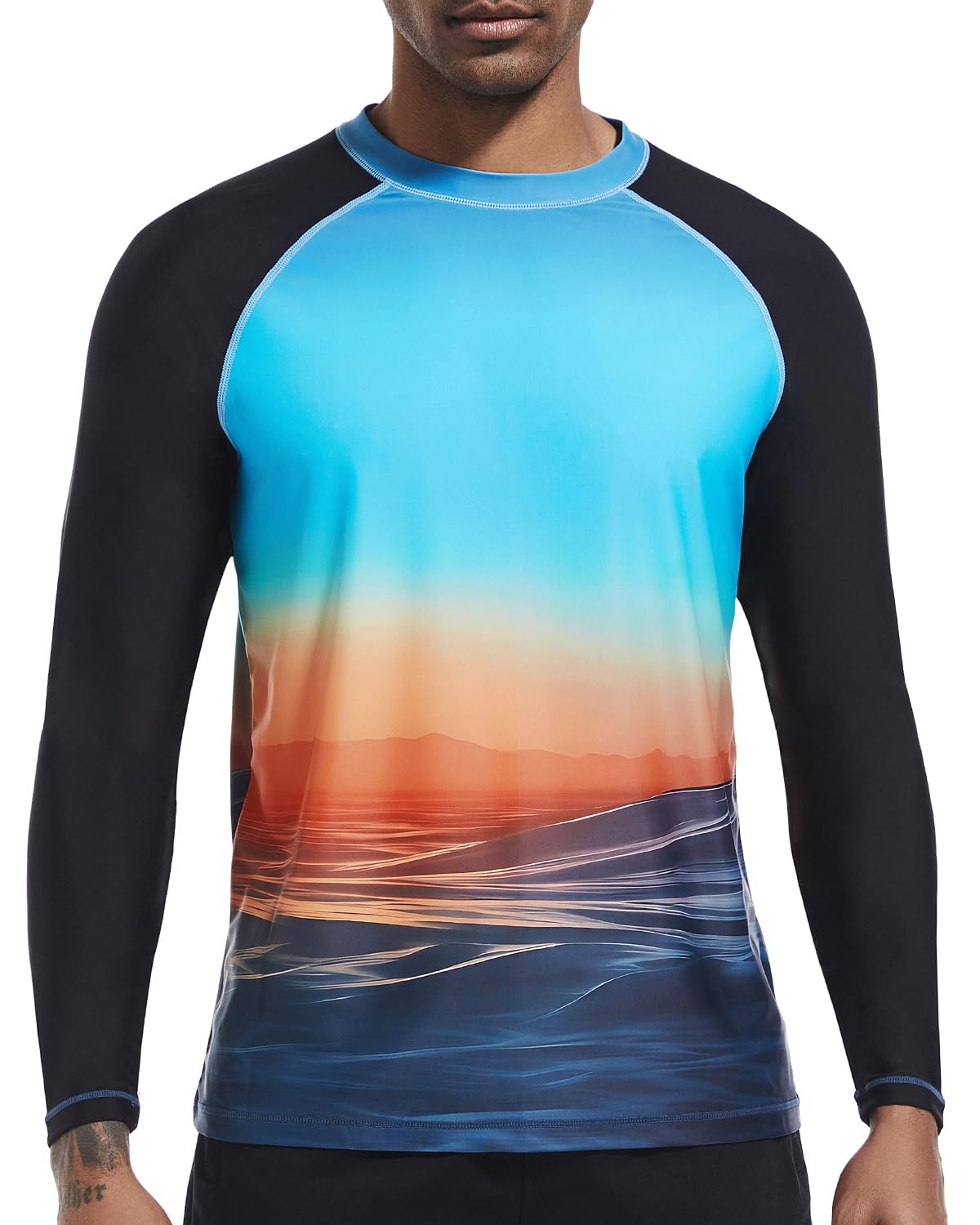 Men's Swim Shirts UPF 50+ Rash Guard Long Sleeve Sun Protection UV Shirt
