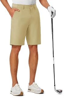 TBMPOY Mens Golf Shorts 9 Inch Stretch Quick Dry Casual Flat Front Elastic Waist Shorts Mens 5 Pocket Shorts