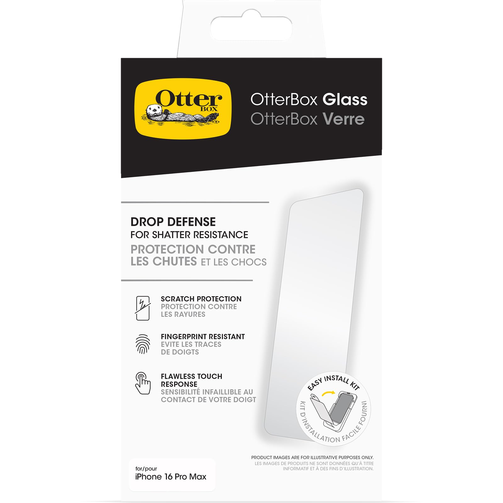 Protecteur d'écran OtterBox Glass pour iPhone 16 Plus, Verre trempé, protection 