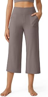 G4Free Women's Yoga Pants Wide Leg Pants with Pockets High Waist Elastic Dress Casual Sweatpants Petite/Regular/Tall, Grey taupe