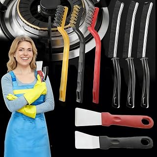 16 Pcs Crevice Cleaning Brush Set, Hard Bristles, Grout Cleaning Supplies, Brushes with Scraper for Kitchen Sink Bathroom Toilet