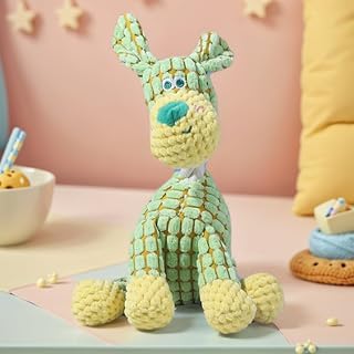 Indestructible Plush Dog Chew Toy for Aggressive Chewers and Teething Green