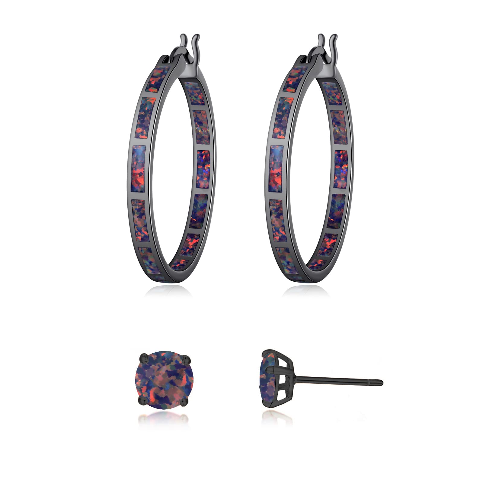 Opal Hoop Earrings for Women Gemstone Big Hoop Earrings 32mm