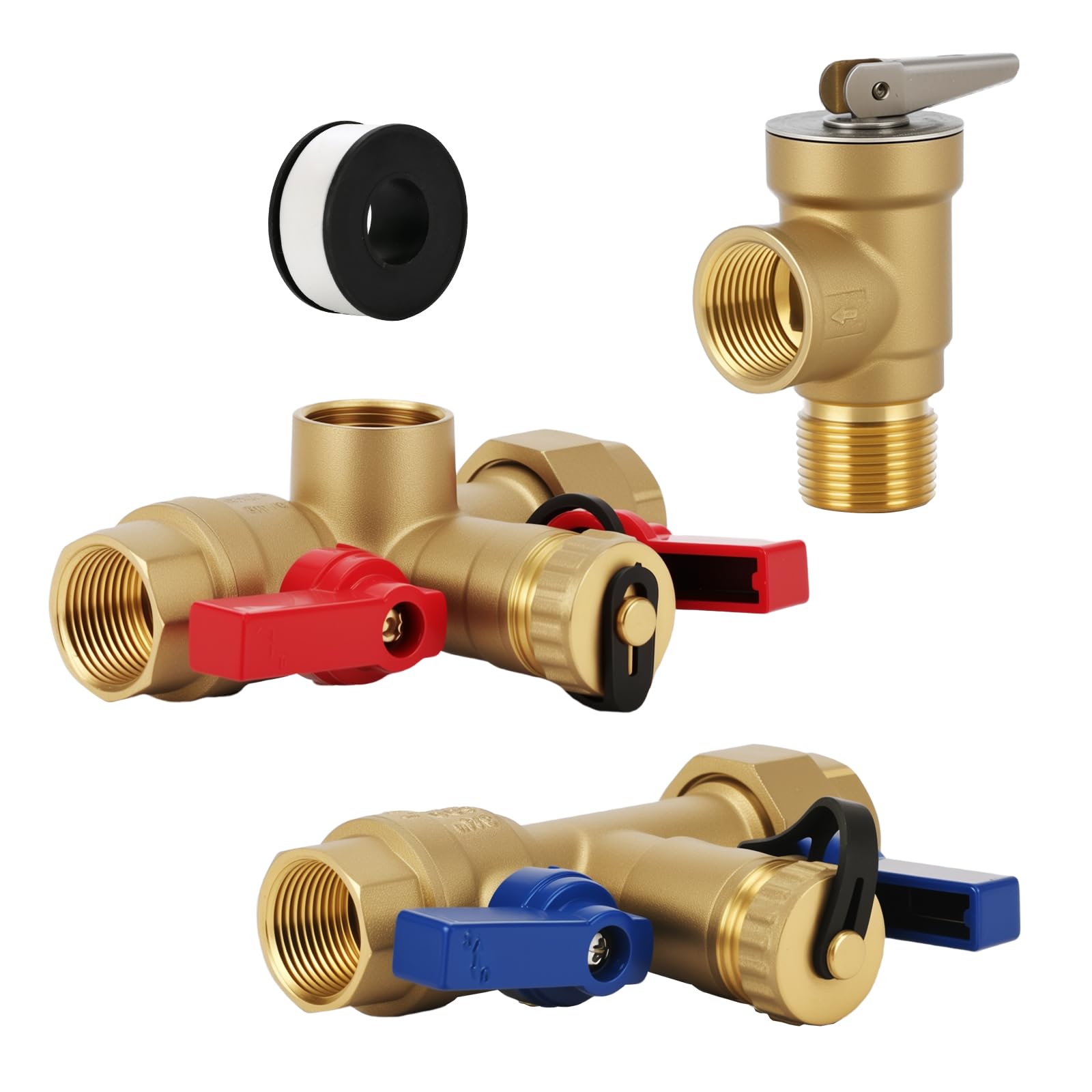 Solimeta 3/4 Inch IPS Isolator Tankless Water Heater Service Valve Kit with Pres