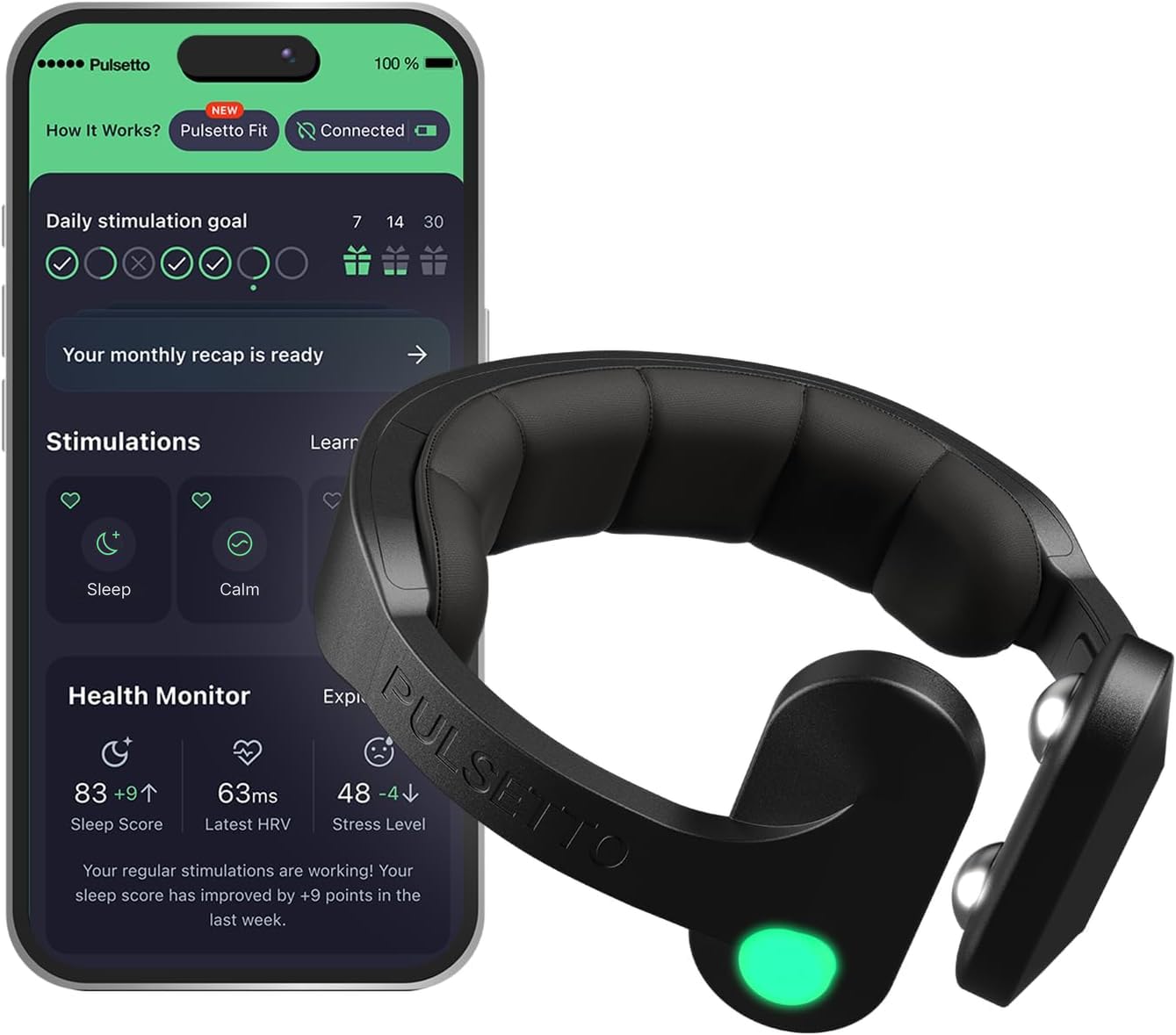 Pulsetto FIT (V2) Wellness Wearable – Relaxation, Sleep & Daily Wellness Support