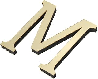 3D Acrylic Alphabet Mirror Wall Sticker Letter M Self Adhesive Home Decor Letter Sign Art Sticker Decal DIY Home Decoration Light Gold