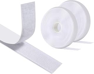 Vinabo Double Sided Self Adhesive 5m x 20mm White Hook Loop | Strong Hook and Loop Tape for Sewing, Fabric, Mosquito Net, Curtains and DIY No Drilling