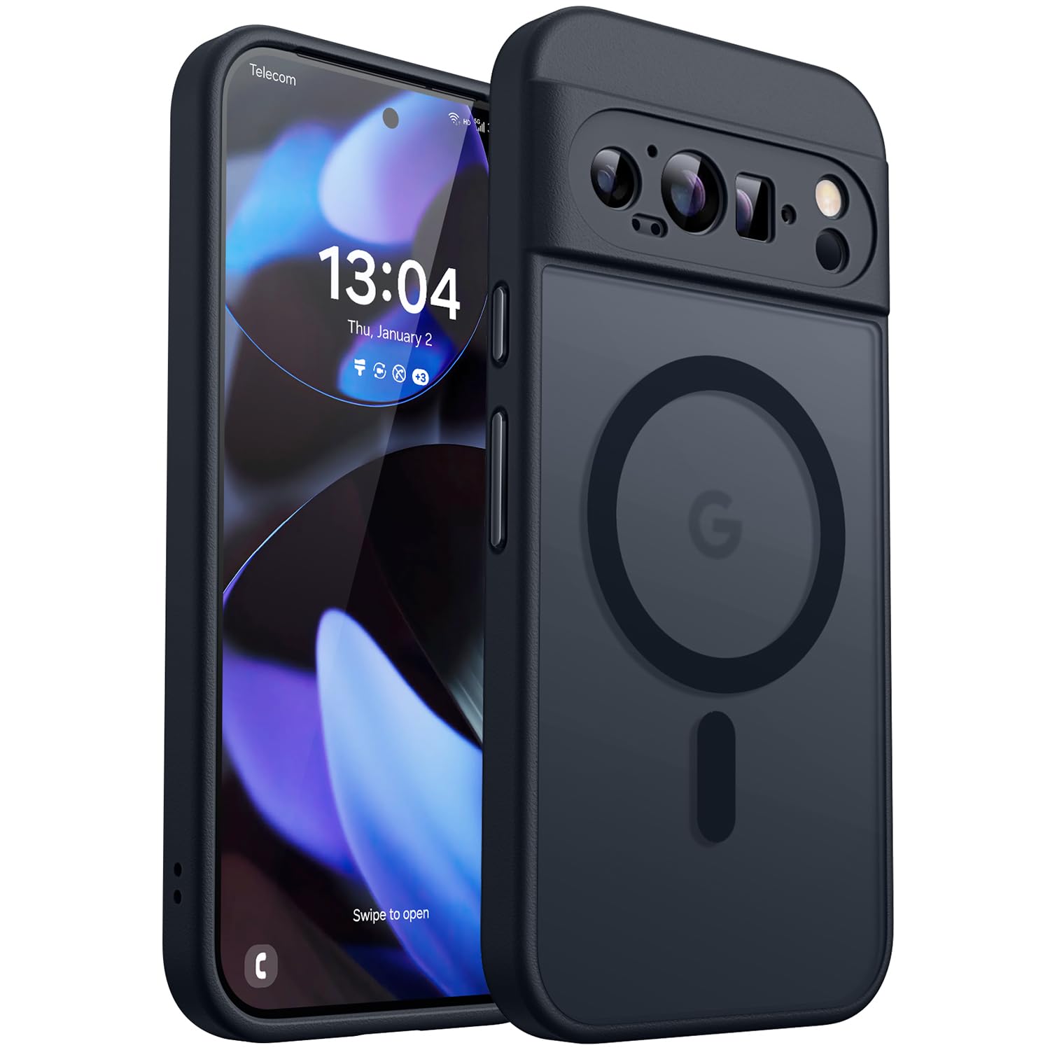 CANSHN Magnetic Google Pixel 9 Pro Case, 6.3 Inch, Black