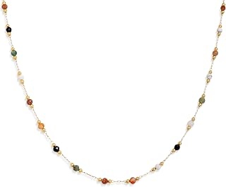 Gold Birthstone Station Necklace for Women - Delicate Simulated Diamond Necklaces Dainty Rainbow Candy Crystal Rhinestone CZ Chian Choker Gifts for Mother