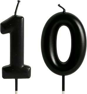 Black Number Candle for Cake,Happy 10th Birthday Candle for Boys Girls Men Women Party Celebration Anniversary Birthday Decorations