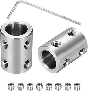 sourcing map Rigid Screw Coupling 10-10mm Shaft Connector L22mmxD16mm 2 Pcs | with 8 Screws & Hex Wrench ,Steel Joint Connector,Rigid Coupling ,Set for 3D Printers DIY Encoder