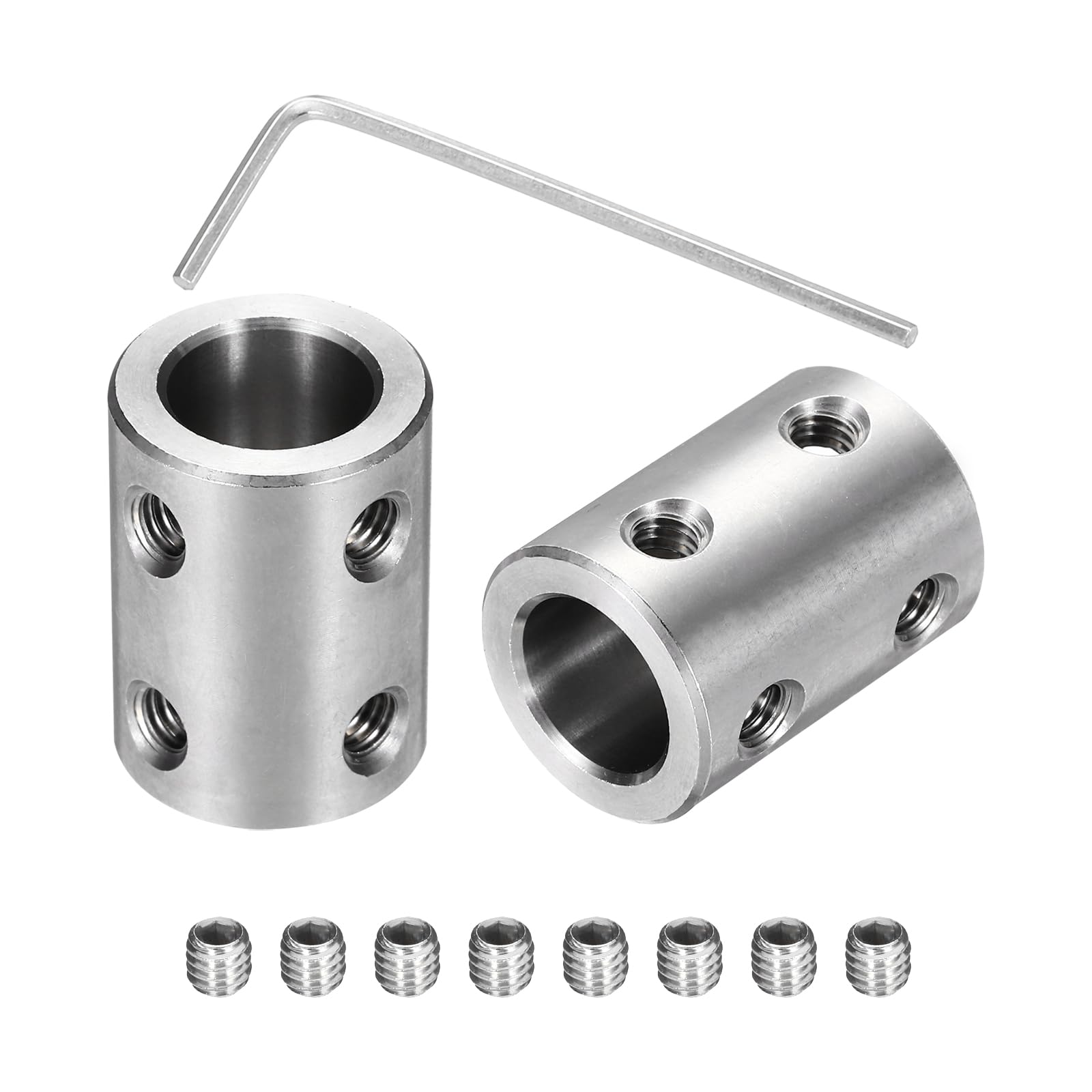 sourcing map Rigid Screw Coupling 10-10mm Shaft Connector L22mmxD16mm 2 Pcs | wi