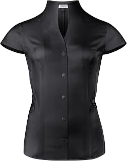 Vincenzo Boretti Blouse, Slim-fit/Cinched Waist, Elastic, Chalice Collar - Easy to Iron