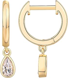 PAVOI CZ Huggie Earrings, 14K Gold Plated, Yellow Gold, Size 13 Millimeters