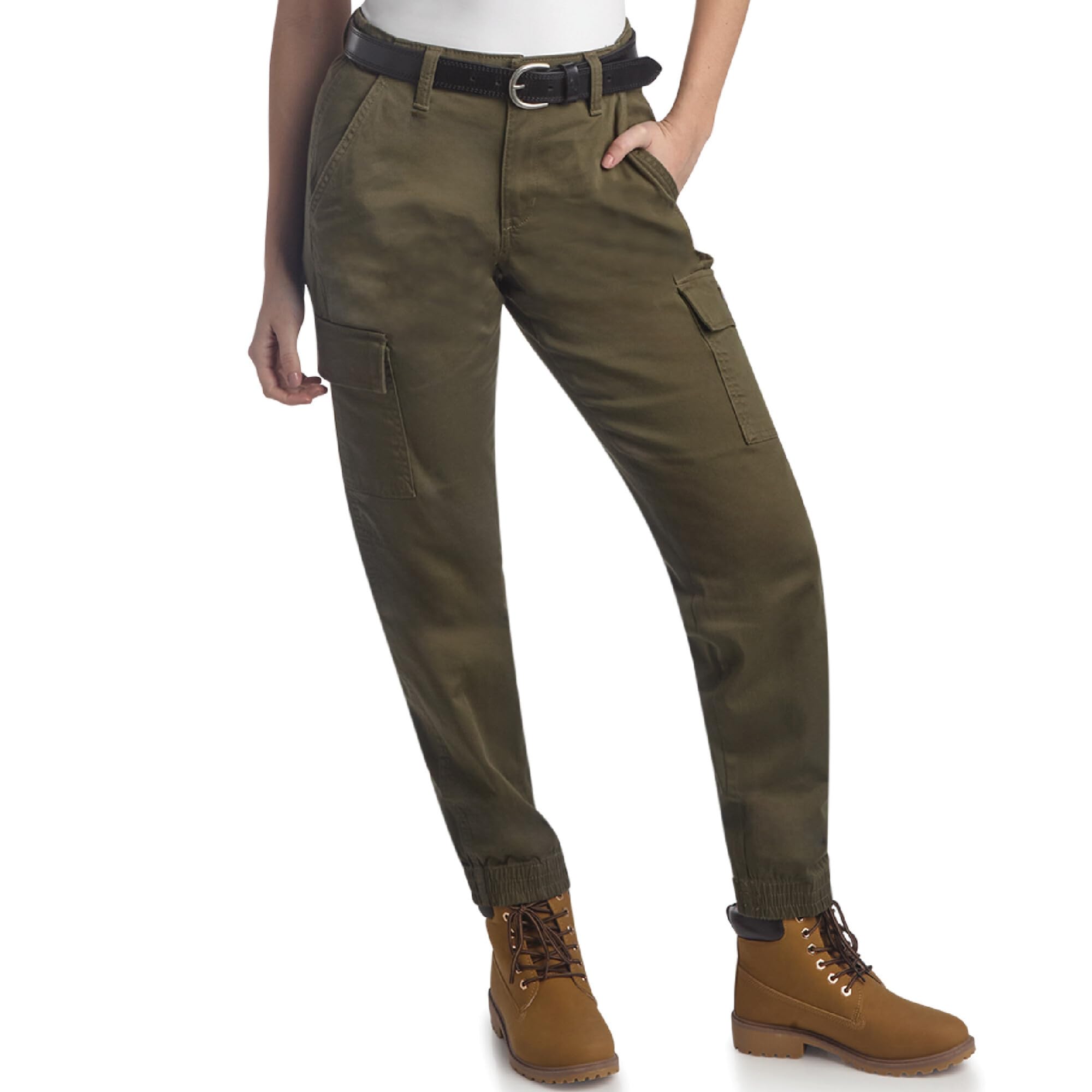 Dickies Womens High Rise Cotton Twill Cargo Joggers Elastic Ankle