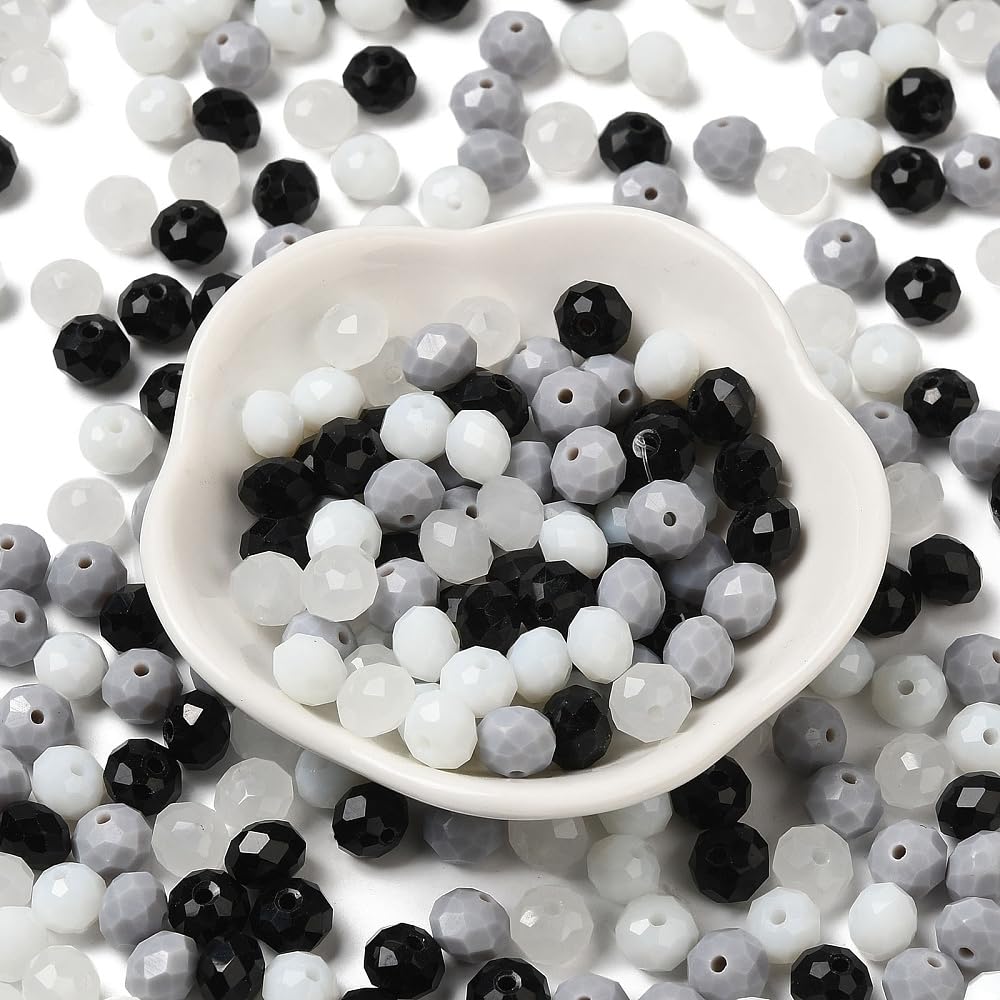 145pcs/60g Faceted Rondelle Glass Beads Assorted Glass Loose Beads for DIY Craft