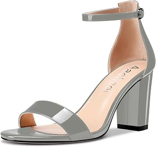 Aachcol Women's Sandals Open Toe Strap Ankle Chunky Mid Width Heel Party Shoes 8.5 CM