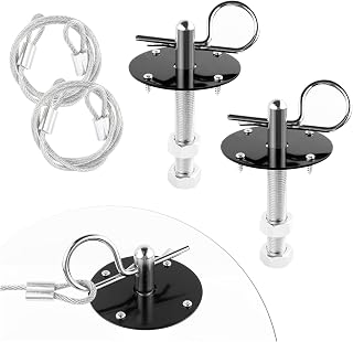 Hood Pins Kit for Car - Stainless Steel Hood Pin Lock Clip with Racing Lanyard for Fixing Car Hood Cover &amp; Reduce Shaking - Universal Car Mods Exterior Accessories Fits Most Car Truck SUV(Black)