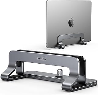 UGREEN Vertical Laptop Stand for Desk Adjustable Laptop Holder Dock | Aluminum Desktop Stand, Compatible for MacBook Air Pro, Microsoft Surface(Grey)