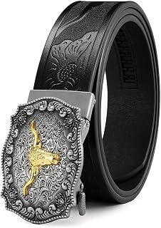 Ratchet Cowboy Belt, Western Ratchet Belt, Ratchet Western Belt with Automatic Cowboy Buckle