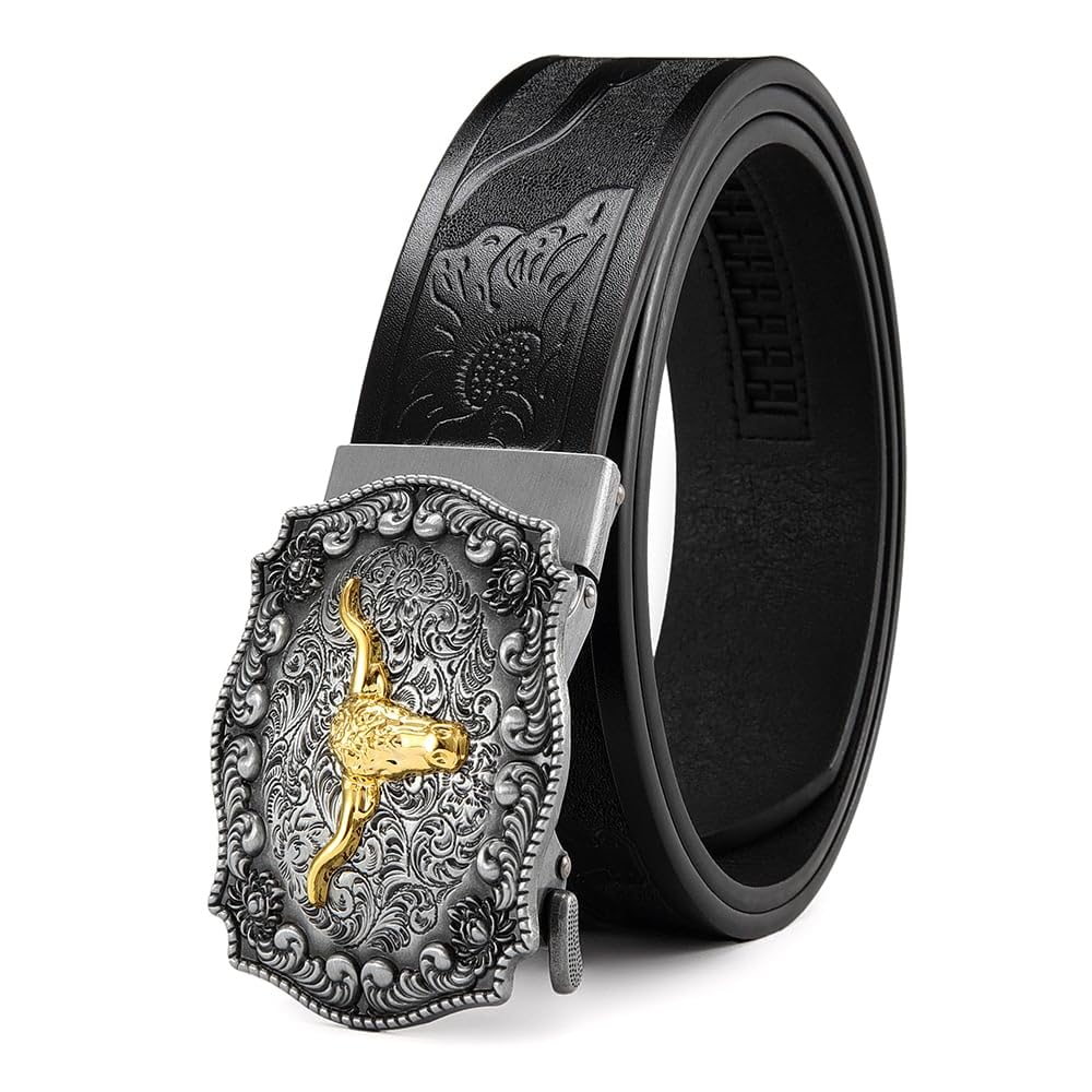 Ratchet Cowboy Belt, Western Ratchet Belt, Ratchet Western Belt with Automatic C