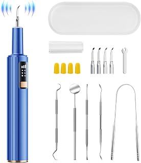 Plaque Remover for Teeth - 42kHz Ultrasonic Tartar Remover with Smart Gum Safety Sensor, 10-Piece Kit (4 Heads + 6 Dentist Tools), LED Light, USB-C Rechargeable, IPX6 Waterproof for Home & Travel