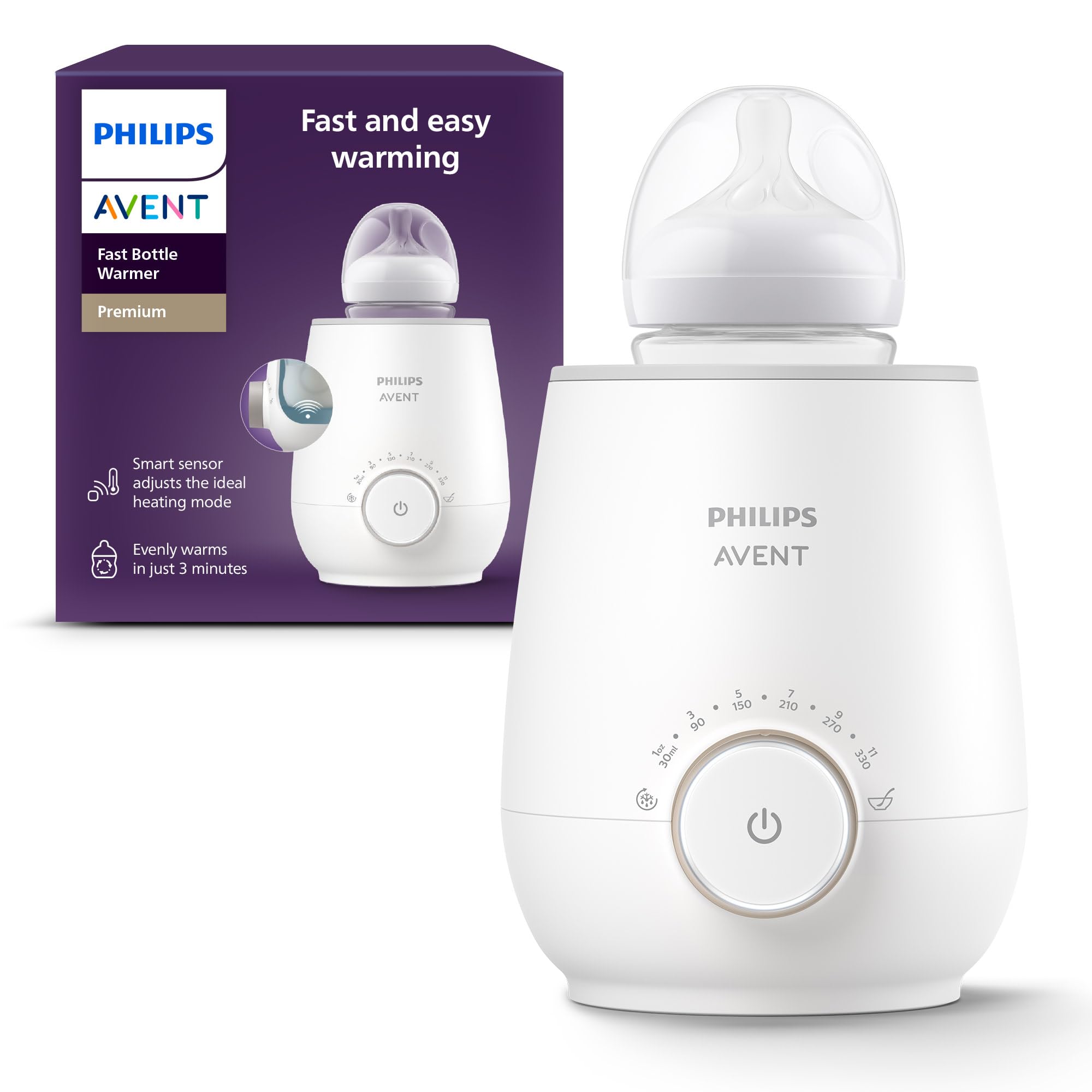 Philips Avent Premium Fast Bottle Warmer, with Smart Temperature Control, Water 