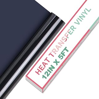 HTV Vinyl Rolls - 12" x 5ft - HTV Vinyl for Clothes, Iron on Vinyl for All Cutting Machines, Easy to Cut & Weed - Black