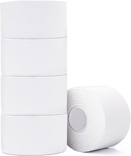 ADMITRY Athletic Tape,5 Pack White Sports Tape | Very Strong No Sticky Residue Wrist Ankle Tape for Gymnastics Boxing Lacrosse Climbing Hockey Bat