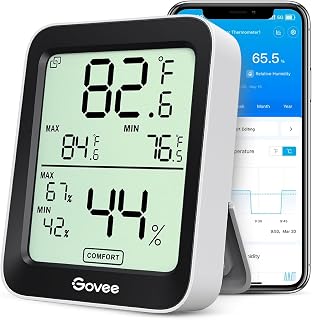 Govee Room Thermometer Hygrometer, Bluetooth Humidity Meter with APP Alert | Digital Indoor Temperature Monitor, 192ft Bluetooth Wireless Range, 2-Year Free Data Storage and Export, for Baby, Greenhouse