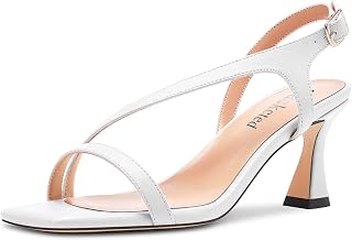 Saekcted Women's Block Chunky Mid Heel Open Toe Sandals Straps Ankle Buckle Casual Dress 6.5 CM Heels