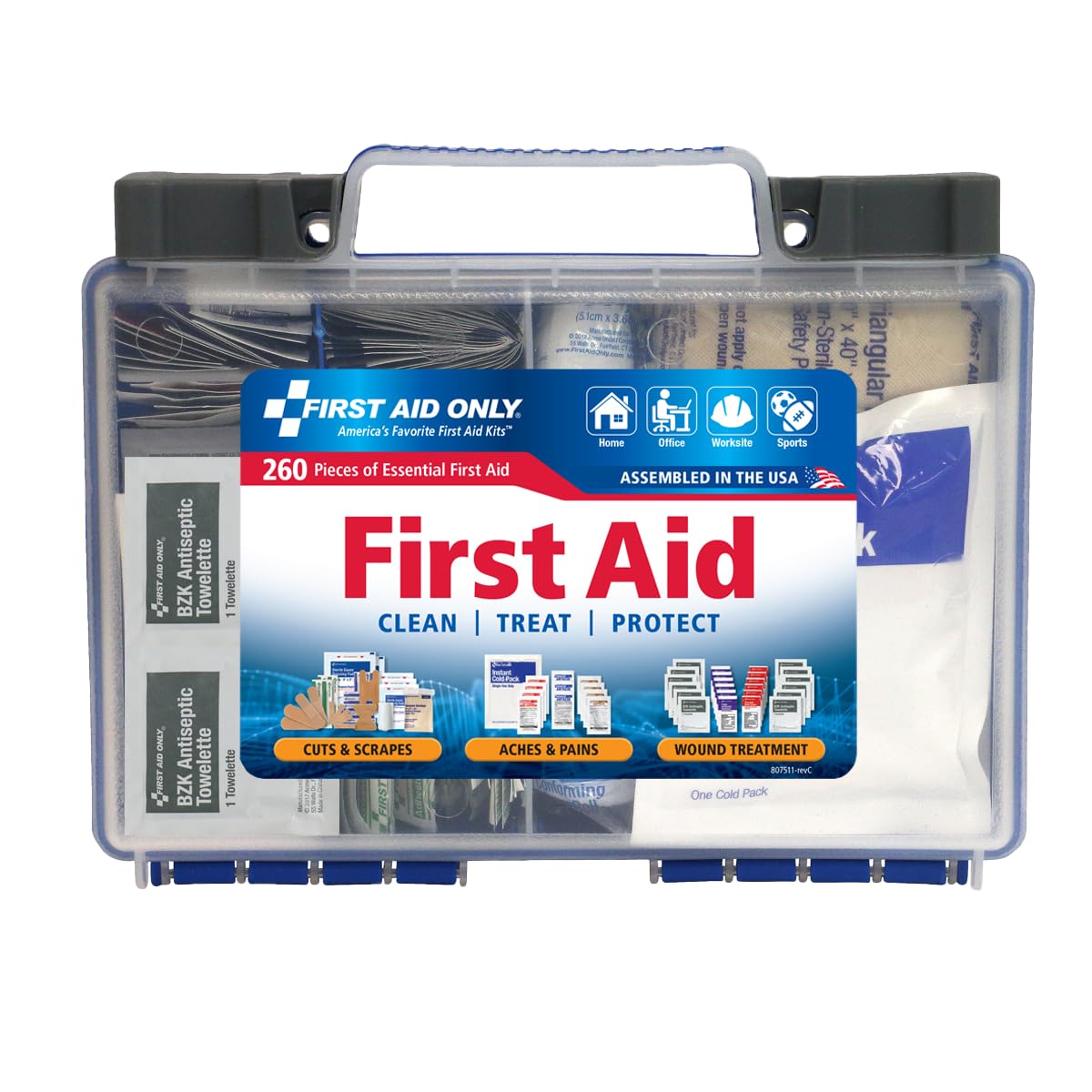 First Aid Only 260-Piece All-Purpose First Aid Kit for Home, Car & Travel | Trea