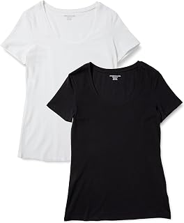 Amazon Essentials Women's 2-Pack Scoop Neck Regular-Fit Short Sleeve T-Shirts
