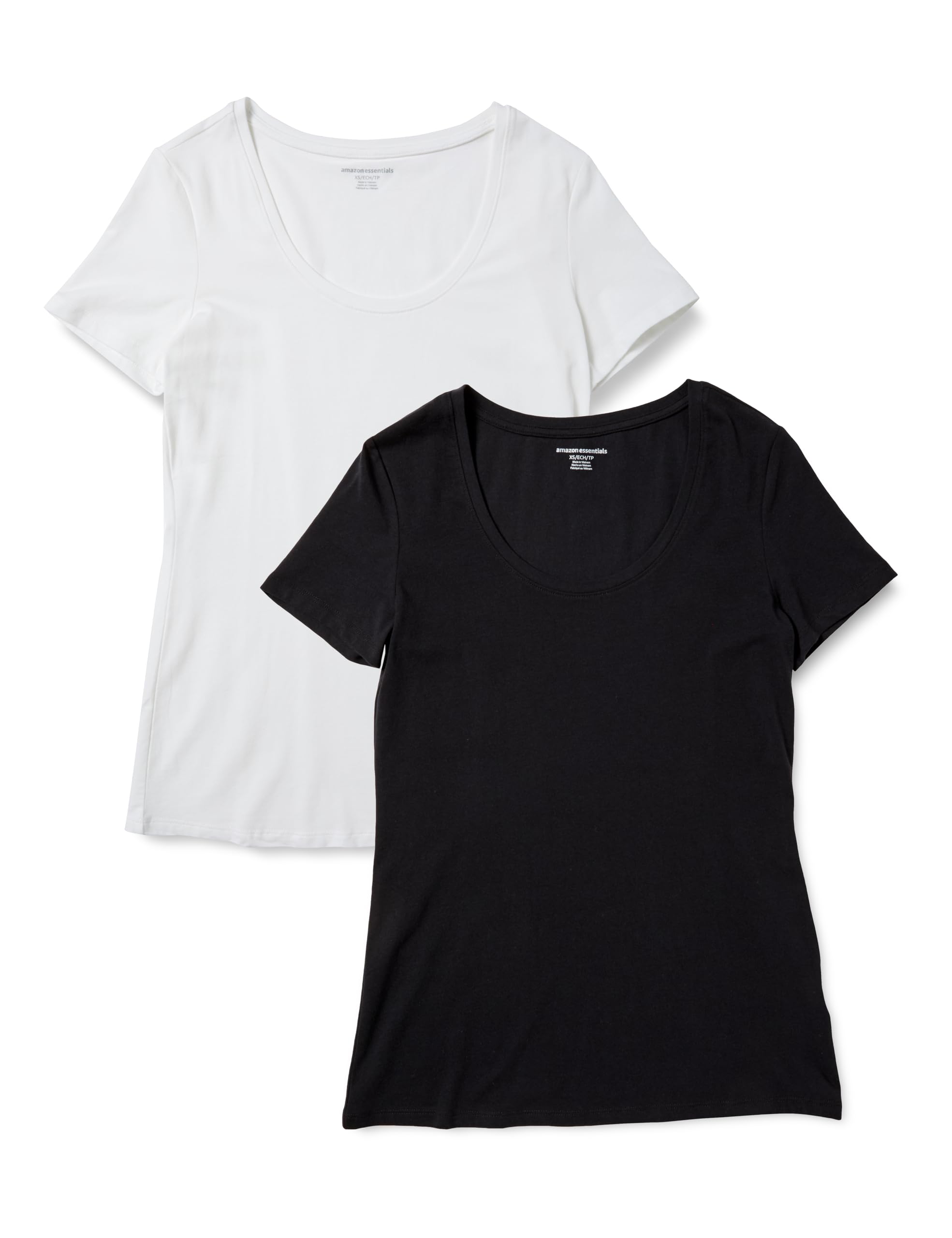 Amazon Essentials Women's 2-Pack Scoop Neck Regular-Fit Short Sleeve T-Shirts