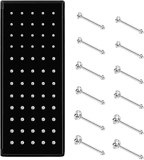MOTTDAM 60pcs Steel Nose Studs Rings Piercing Pin Body Jewelry 22G 1.5mm 2mm 2.5mm