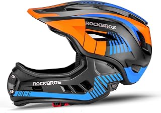 ROCKBROS Children's BMX Helmet, Full Face Bike Helmet for Boys Girls Anti-Shock Chin Protection Detachable S/M Adjustable Size with CE