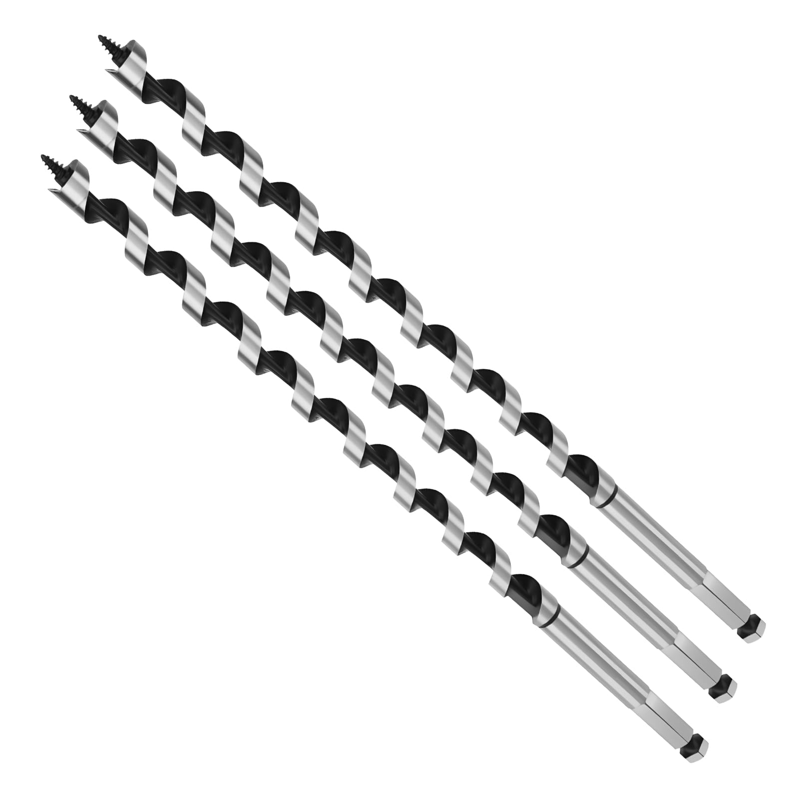 MOXPIFY 3pcs 12mm Wood Auger Drill Bits 300mm Long, Timber Drill Bits | Hex Shan