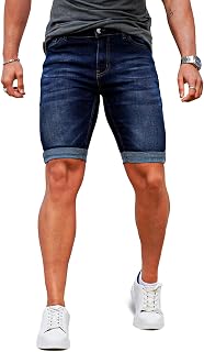 GINGTTO Men's Slim Elastic Jeans Shorts