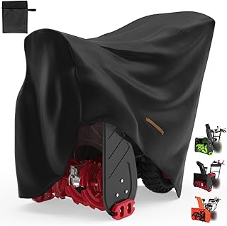 Snow Thrower Cover Waterproof Heavy Duty Oxford Snow Blower Cover with Windproof Buckles and Elastic Cord for Outdoor Electric All Weather Protection (Black, 120 x 81.5 x 101.6 cm)