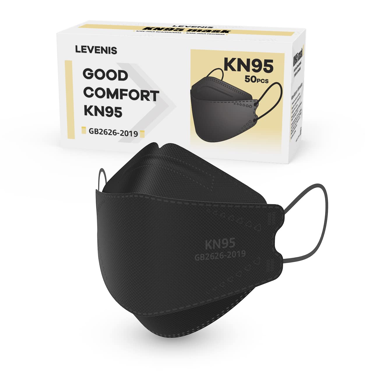 LEVENIS KN95 Face Masks 50 Pack, Breathable Comfortable and Disposable KN95 Mask