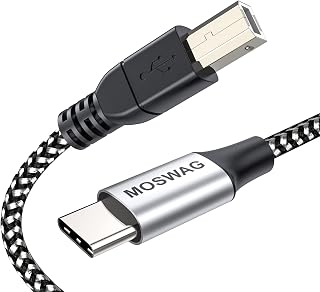 MOSWAG 1M USB C to USB B MIDI Cable for Piano Keyboard Audio Interface | Nylon Braided, USB 2.0 480Mbps Transfer, Type C Printer Cable for MacBook, MIDI Controller, Piano & Scanner and more