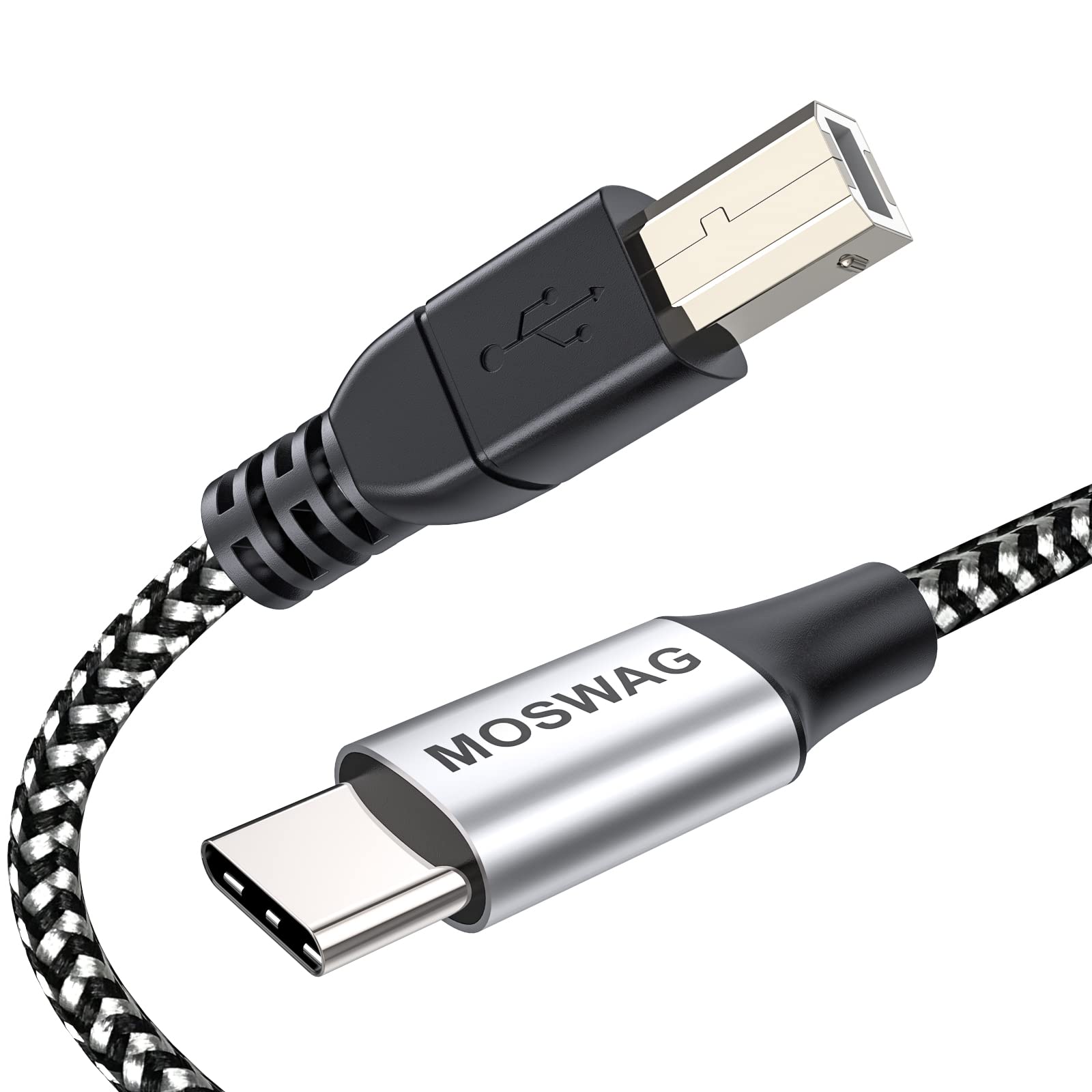 MOSWAG 1M USB C to USB B MIDI Cable for Piano Keyboard Audio Interface | Nylon B