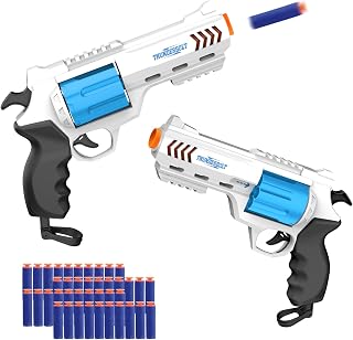 2 Pack Foam Dart Blaster Set for Kids with 40 Darts, 8 Dart Rotating Barrel, Kids Outdoor Games for Boys and Girls, Teens Ages 8+