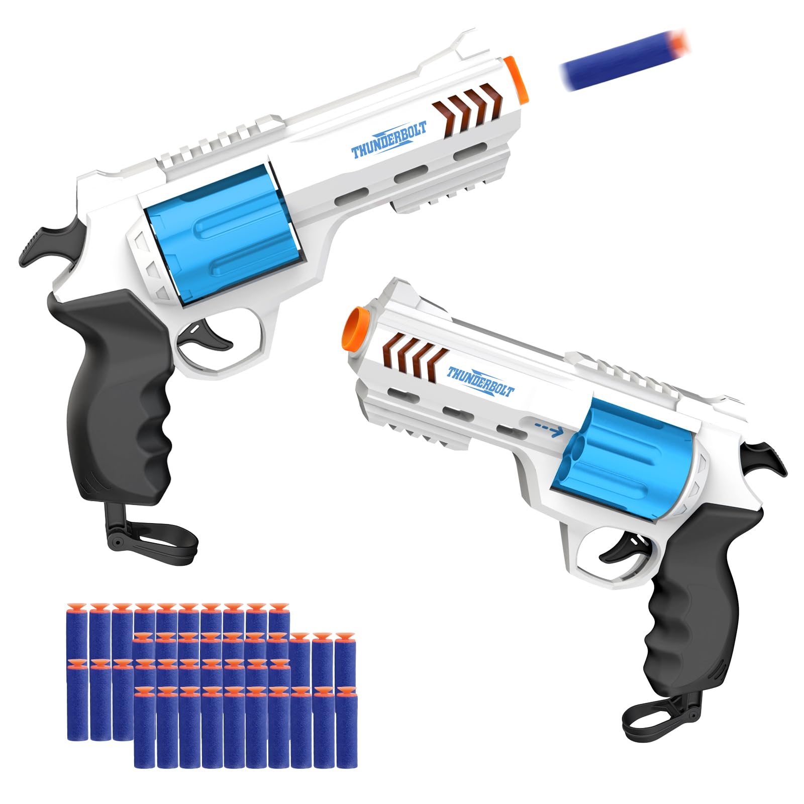2 Pack Foam Dart Blaster Set for Kids with 40 Darts, 8 Dart Rotating Barrel, Kid