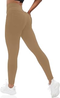 VOOVEEYA Curvy Womens Leggings, High Waisted Yoga Pants with Back Pockets