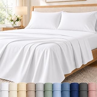 Egyptian Cotton Sheets King Size Sheets Set, 400TC King Sheet Set - White